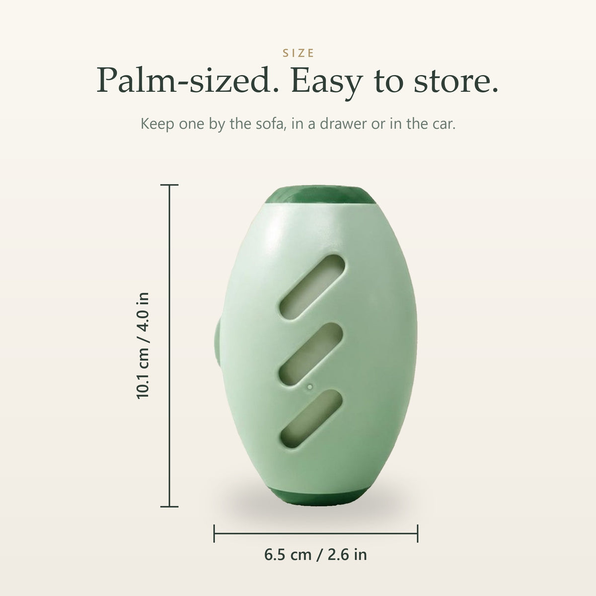 Size: 10.1 cm by 6.5 cm, palm-sized and easy to store